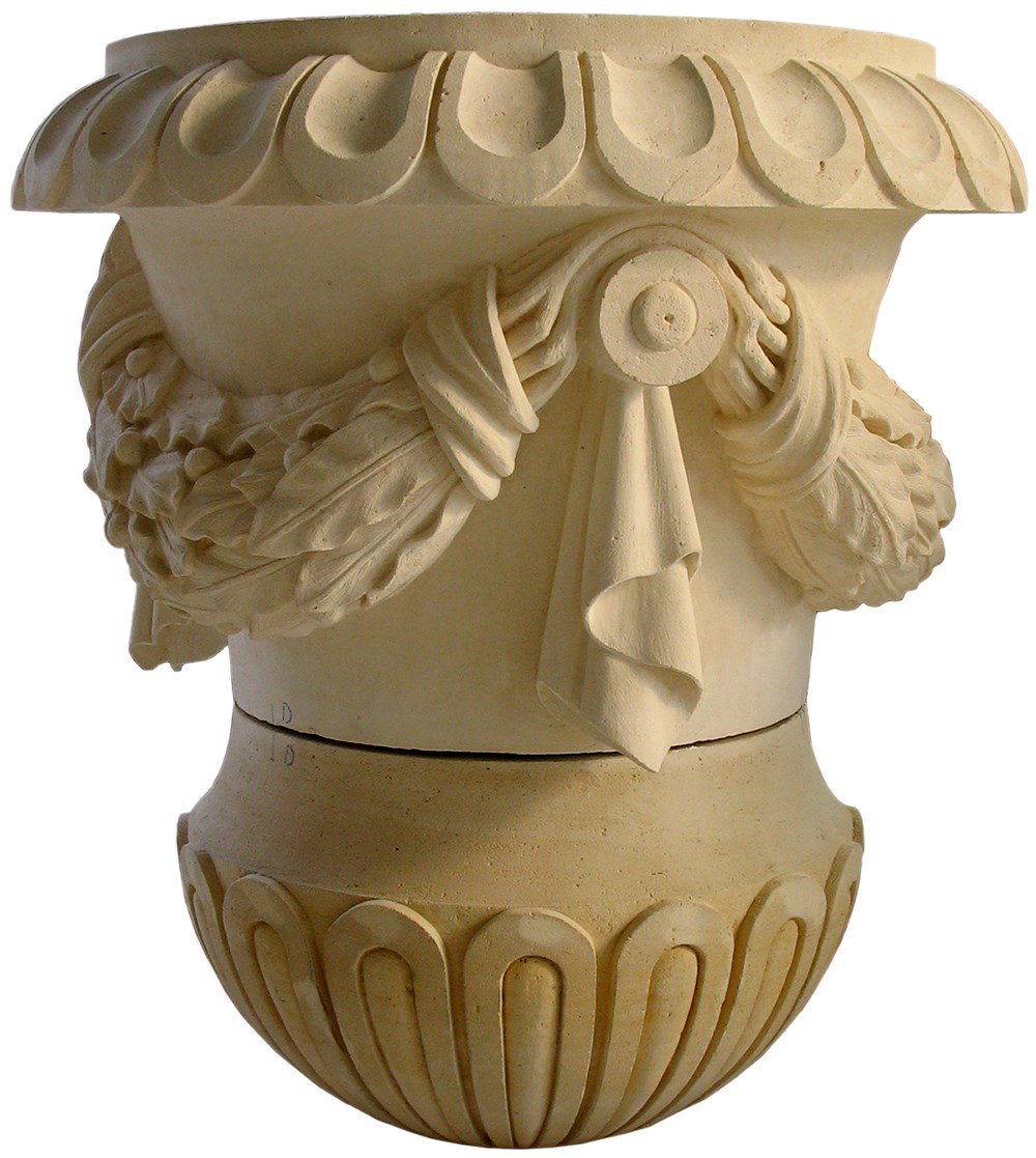 John-Philippe Smith carved this ornamental vase in 2011 for the Palais-Royal in Paris “This was my first piece in France. Working on it, I was so nervous I just had to put my chisel up to the stone and it was carving itself. I was shaking that much,” he said. (Photo credit: John-Philippe Smith)