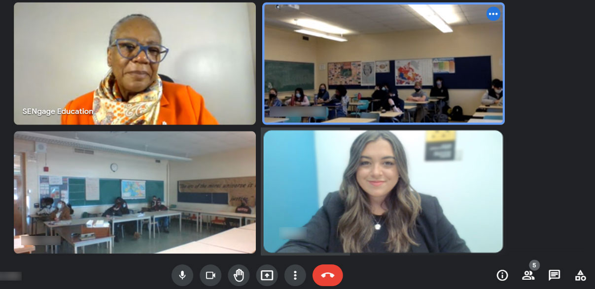 Thursday, December 9, 2021 – Senator Wanda Thomas Bernard speaks to students at Hillcrest High School in Ottawa, Ontario. The senator discussed her path to the Upper Chamber, her career as a social worker, and anti-Black racism.