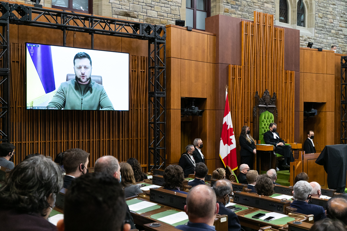 Ukraine President Volodymyr Zelenskyy addressed parliamentarians about the plight of his country and its people on Tuesday, March 15, 2022.