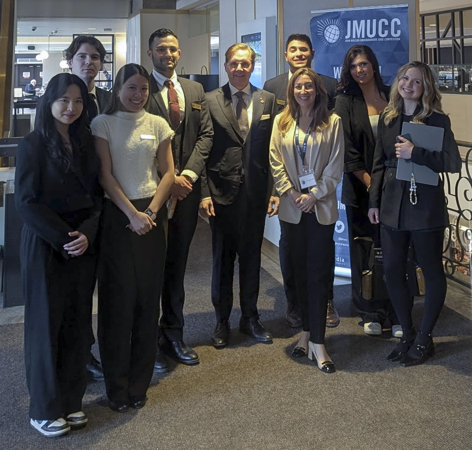 Saturday, March 1, 2025 – Senator Tony Loffreda, centre, John Molson Undergraduate Case Competition – Concordia University; Sheraton Hotel Downtown, Montréal, Quebec.