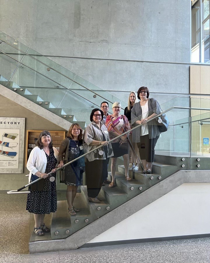 Friday, June 30, 2023 – Senator Rosemary Moodie, third from left, with representatives from Early Childhood Educators of British Columbia and the Developmental Disabilities Association; discussion about the future of childcare in Canada and Bill C-35, the Canada Early Learning and Child Care Act; Creekside Child Development Centre, Vancouver, British Columbia