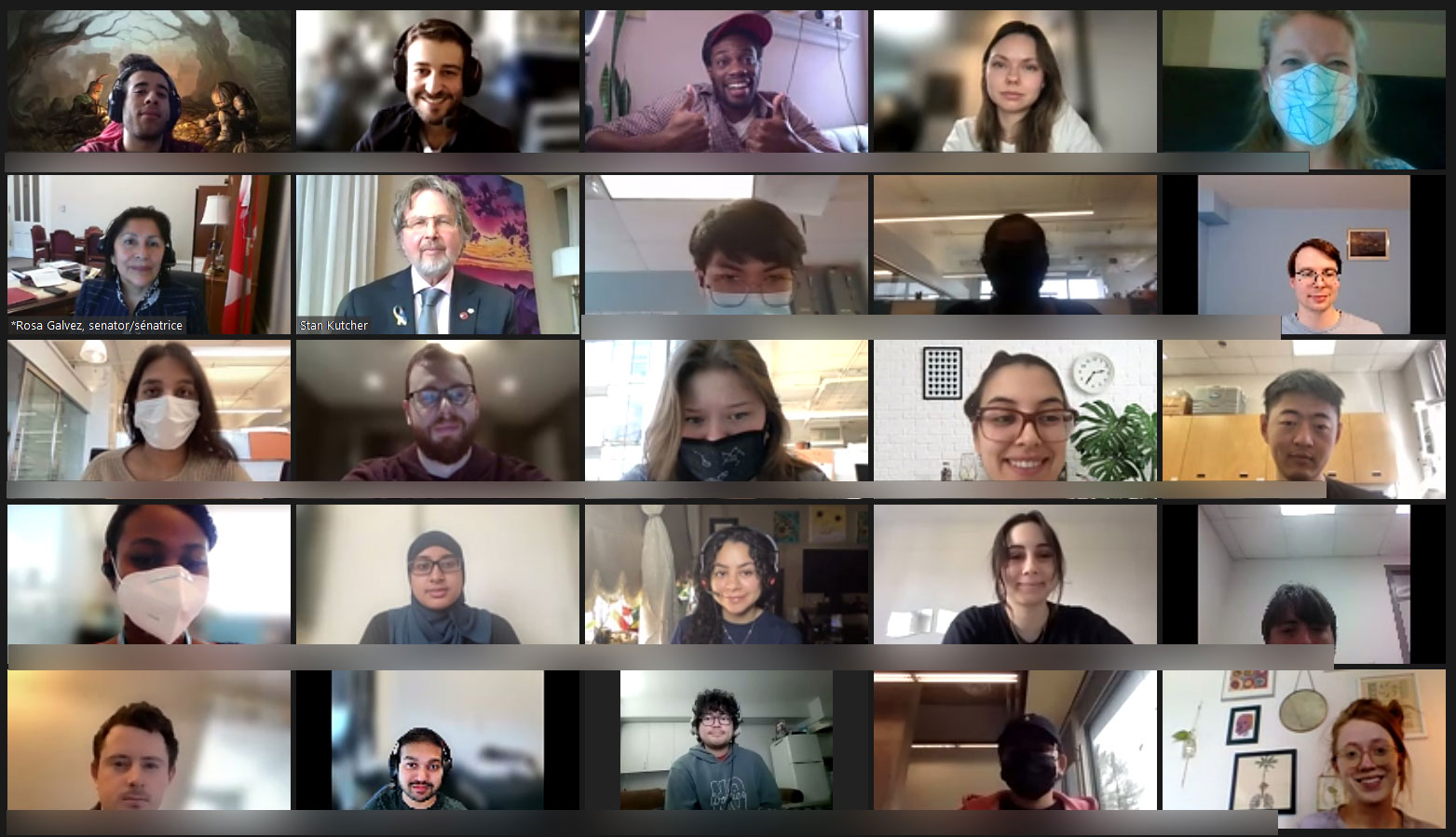 Friday, April 8, 2022 – Senators Rosa Galvez and Stan Kutcher take part in a virtual panel on parliamentarians’ use of scientific knowledge with graduate students studying molecular science at Ryerson University. Senators discussed how science can best be communicated to those who shape Canada’s laws.