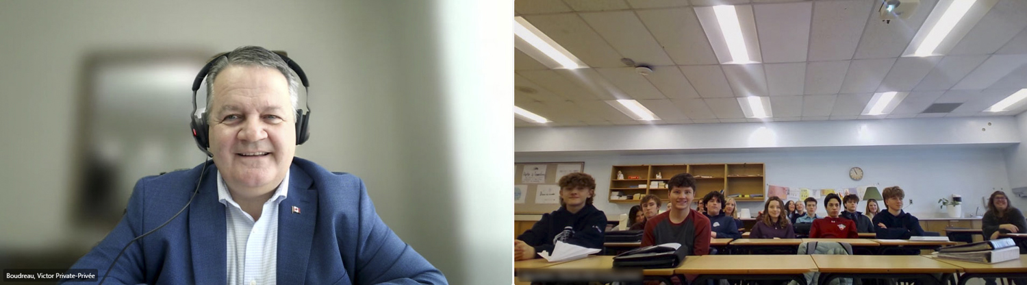 Thursday, January 8, 2026 – Senator Victor Boudreau; virtual event, organized by SENgage, with students from Fundy Middle and High School, St. George, New Brunswick.