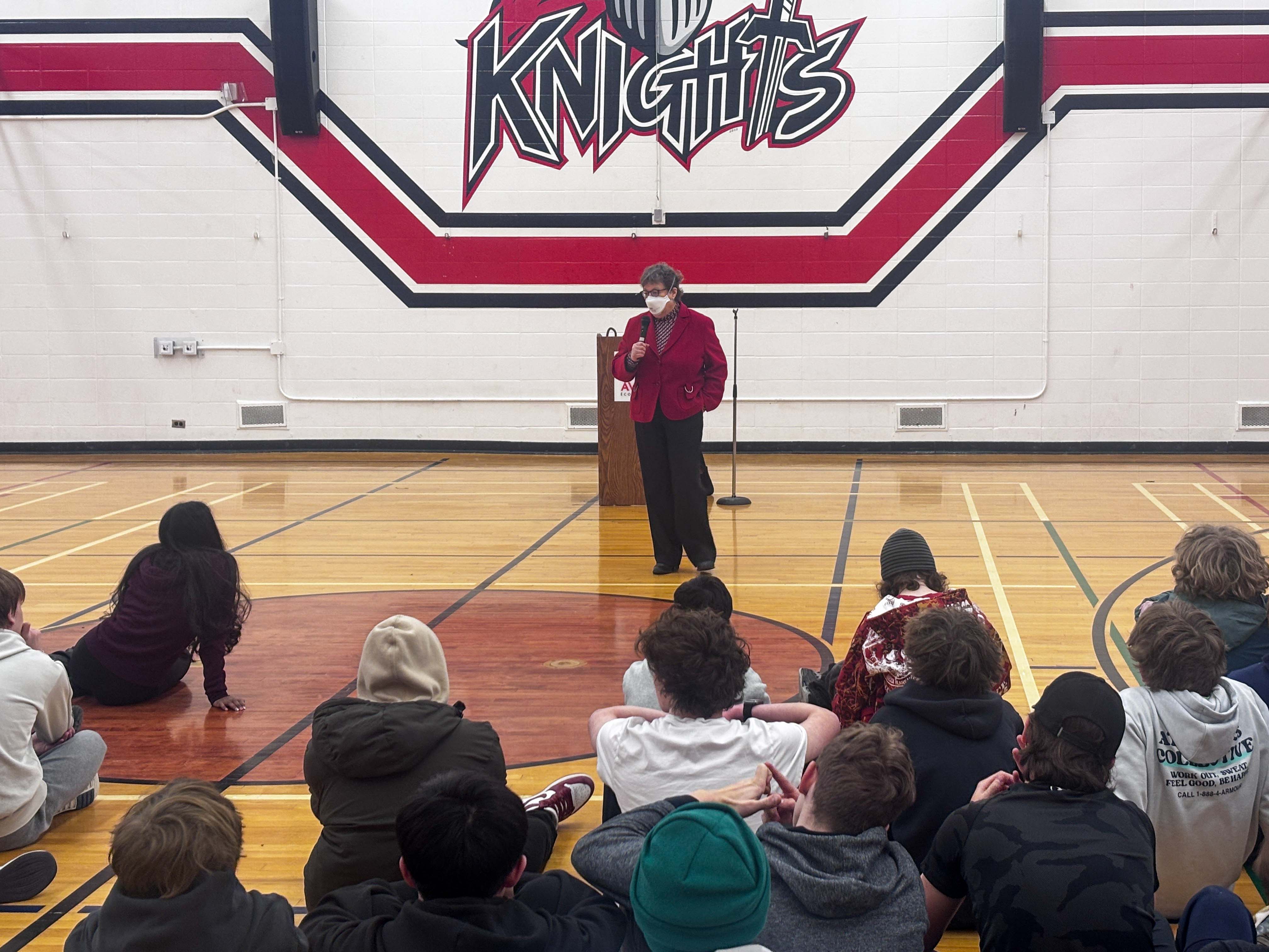 Wednesday, February 12, 2025 – Senator Paula Simons; school visit organized by SENgage; Avalon Junior High School, Edmonton, Alberta.