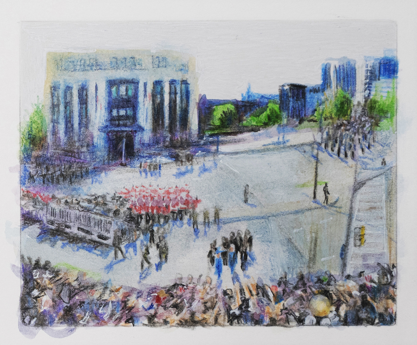One of several preliminary sketches Ms. Richard produced to work out the composition of the finished piece. (Senate Artwork and Heritage Collection)