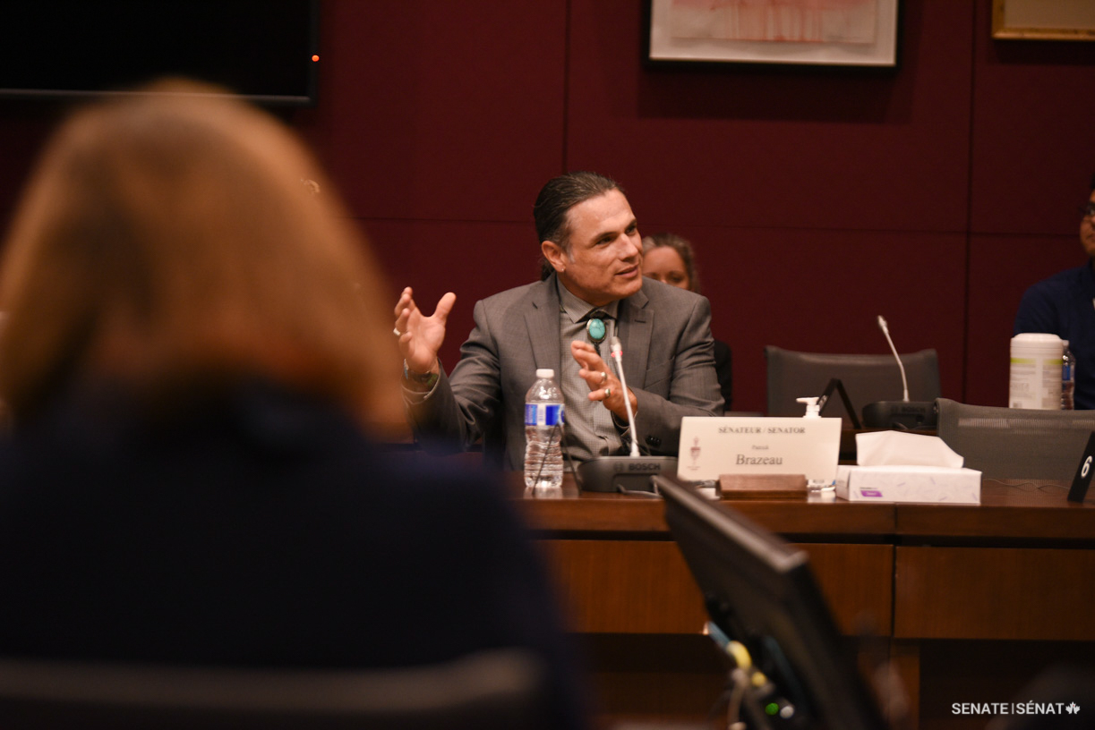 Senator Patrick Brazeau speaks during a meeting of the Senate Committee on Indigenous Peoples on September 26, 2022.