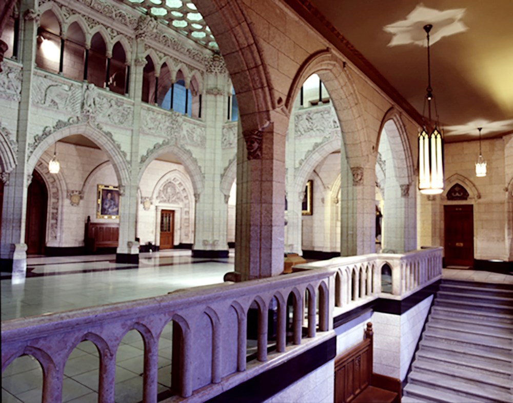 The House of Commons foyer includes several works by Indigenous artists commissioned as part of the Parliament’s Indigenous sculpture program, which was launched in 1978. (Photo credit: House of Commons)