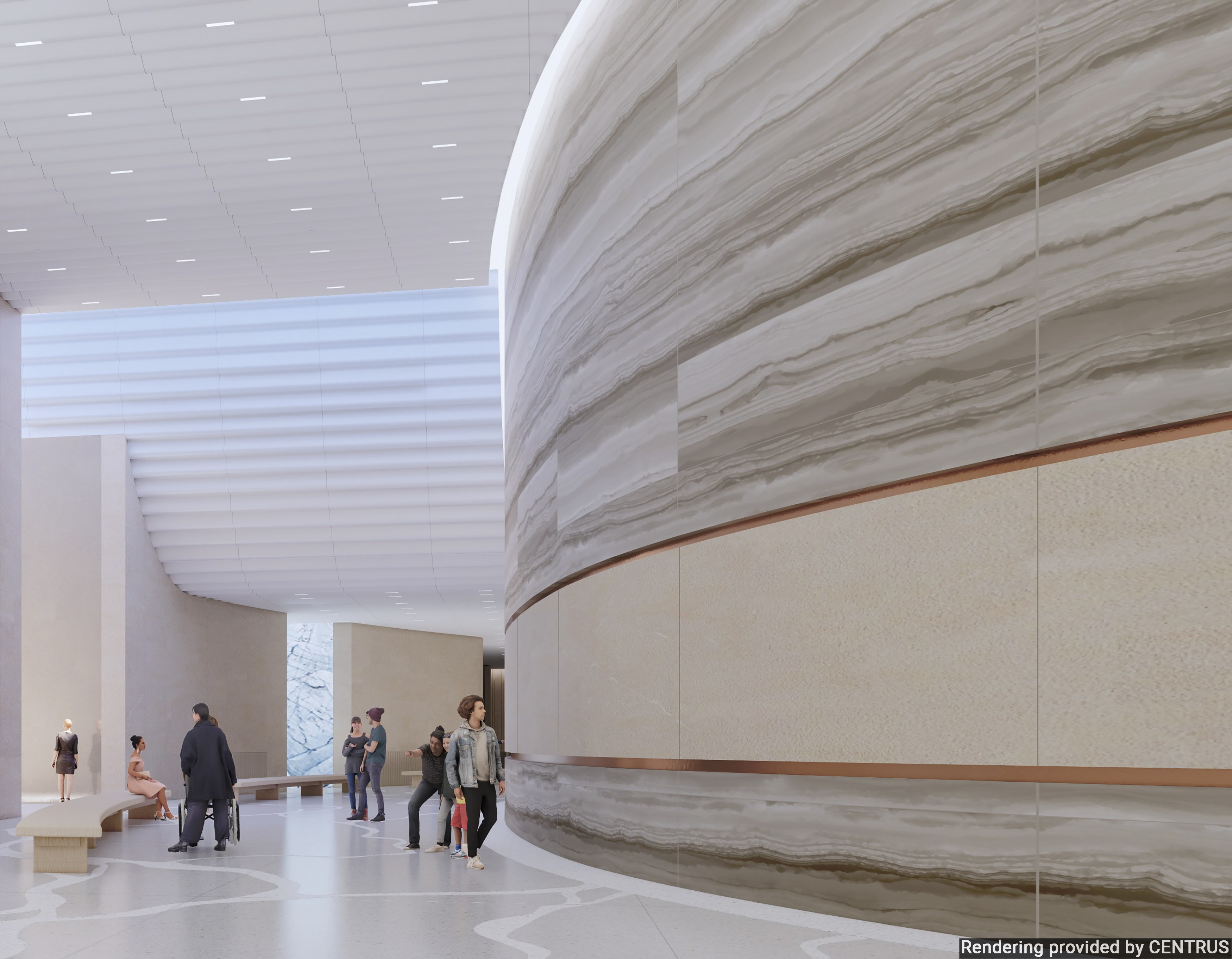 A computer rendering of a section of the new underground Parliament Welcome Centre.