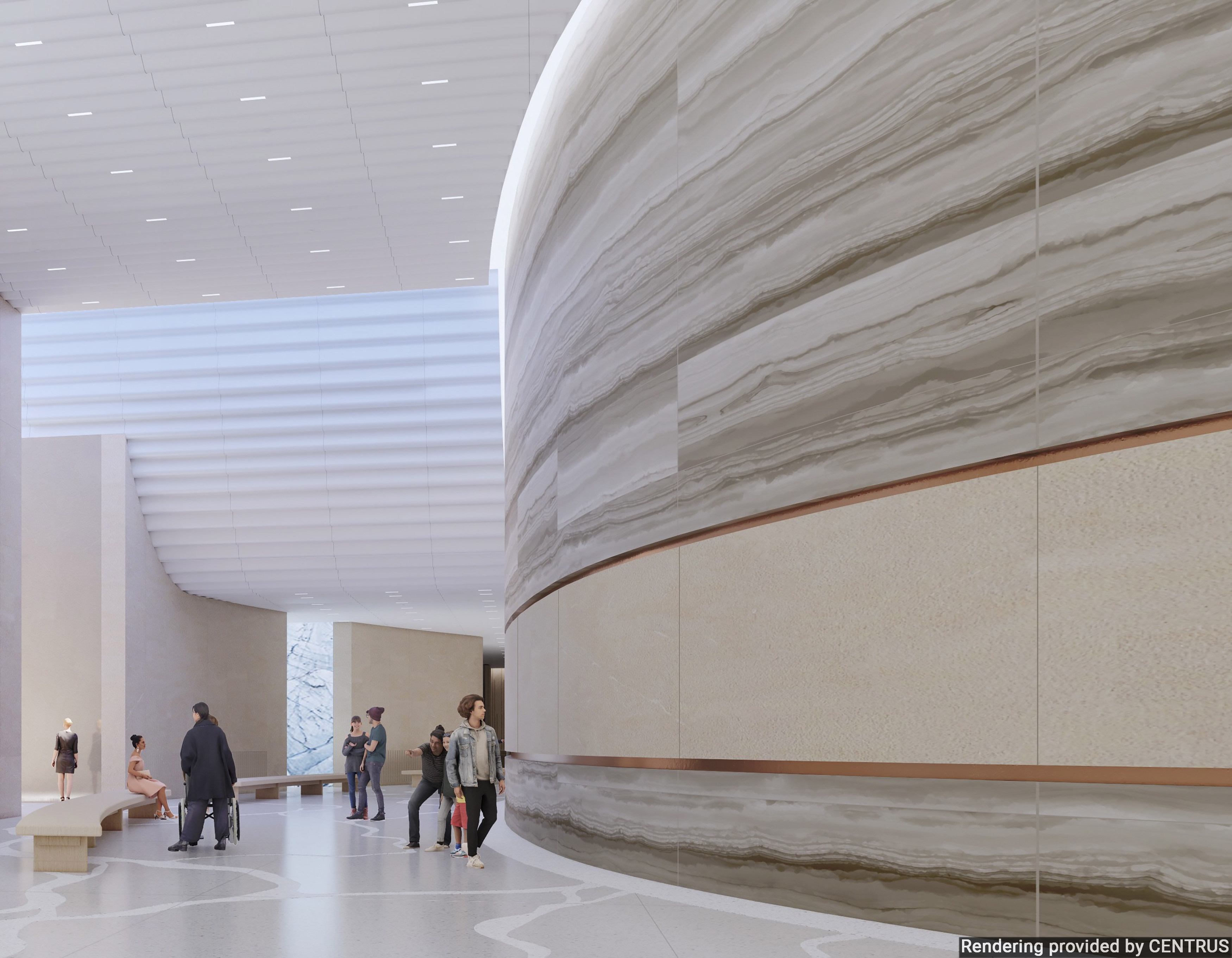 A computer rendering of a section of the new underground Parliament Welcome Centre.