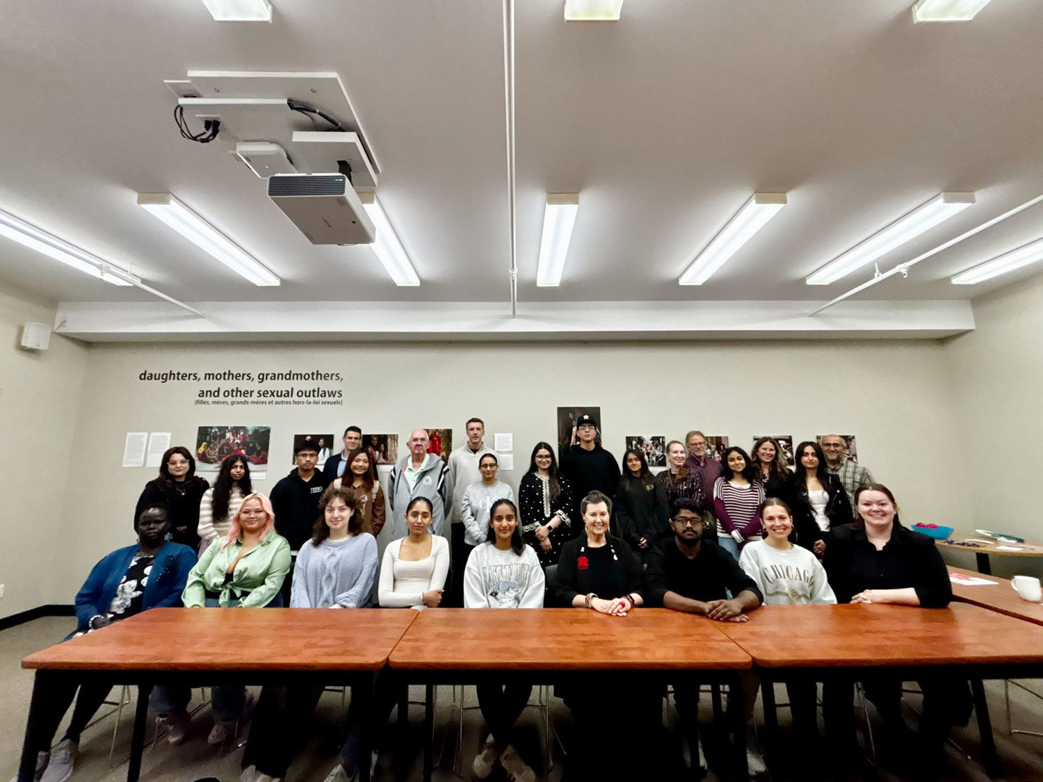 Thursday, September 18, 2025 – Senator Marilou McPhedran, fourth from right, front row; Feed Your Mind Lecture; University of Winnipeg, Winnipeg, Manitoba.