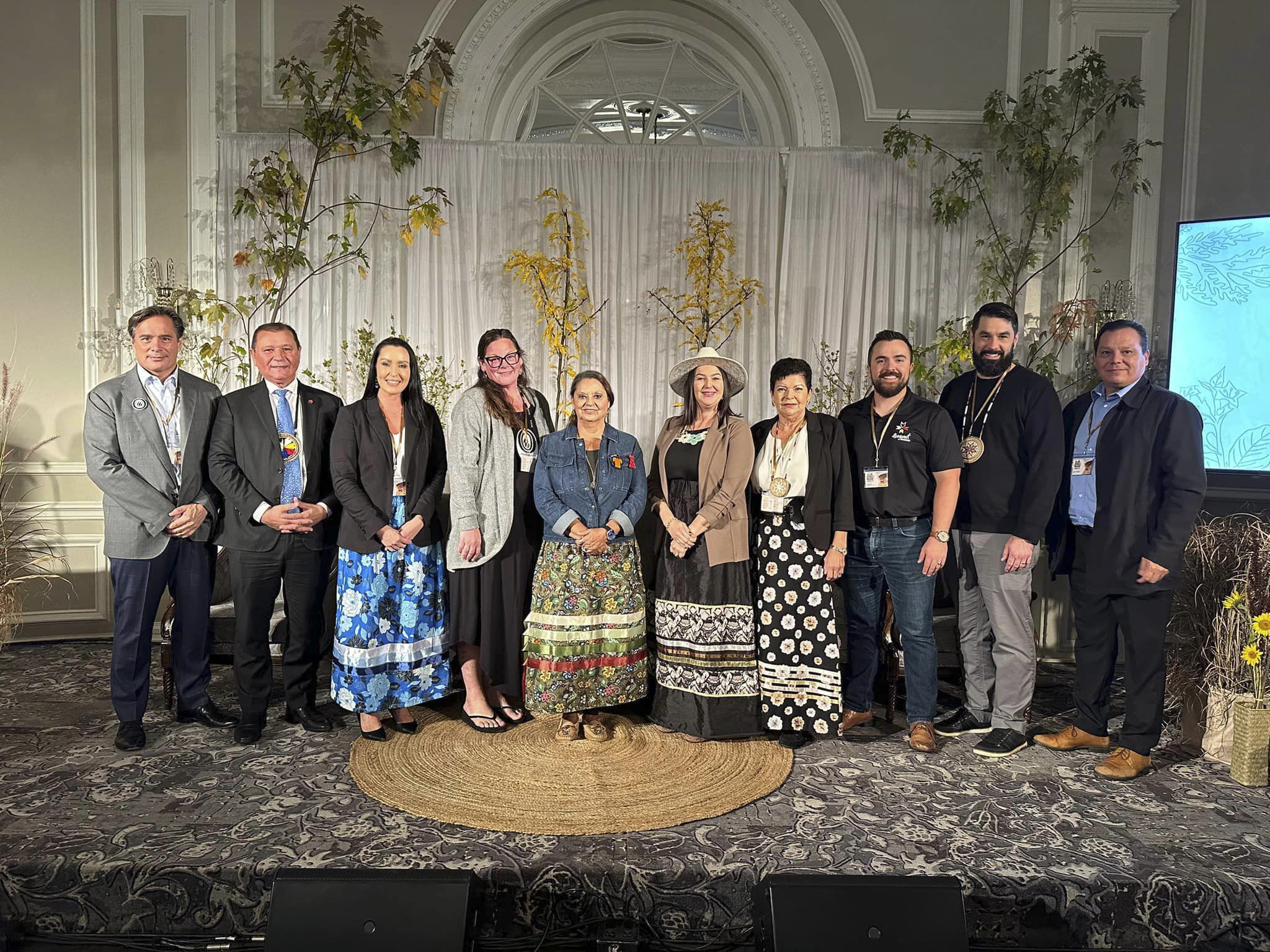 Wednesday, October 9, 2024 – Senator Brian Francis, second from left, with Indigenous and non-Indigenous leaders and participants; Atlantic Indigenous Tourism Summit; Epektwitk, Prince Edward Island. Photo credit: Indigenous Tourism Association of PEI.