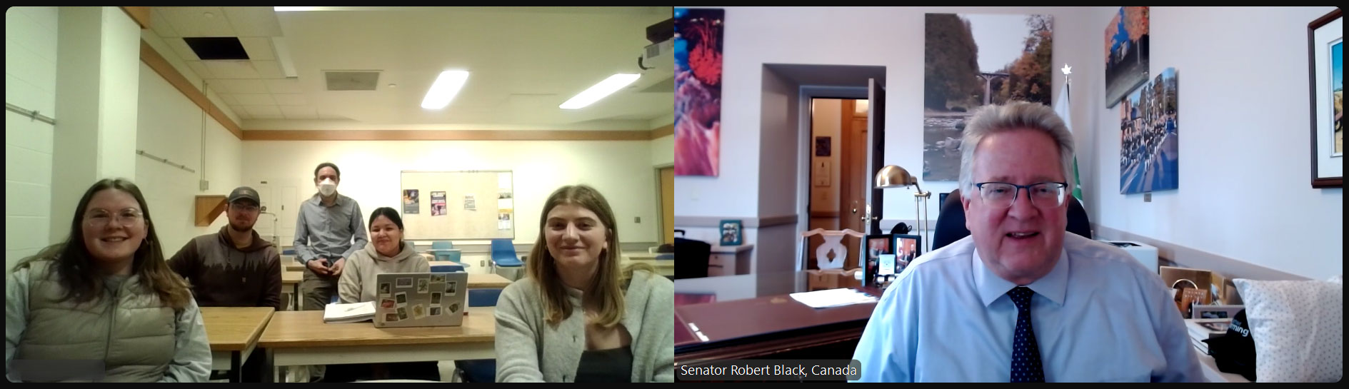 Wednesday, March 26, 2025 – Senator Rob Black; virtual event, coordinated by SENgage, with students in an Environmental Policy and Analysis course at the University of Saskatchewan, Saskatoon, Saskatchewan.