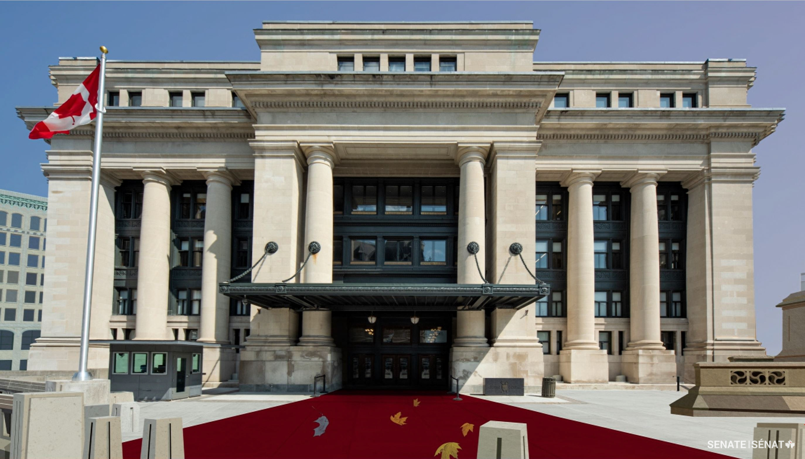 A screenshot from the Senate of Canada Building Virtual Tour, which offers a digital exploration of Ottawa’s old central train station — the Senate’s temporary home while Centre Block is rehabilitated. This immersive and interactive 360-degree experience lets users explore the history, art and architecture of this historic building.