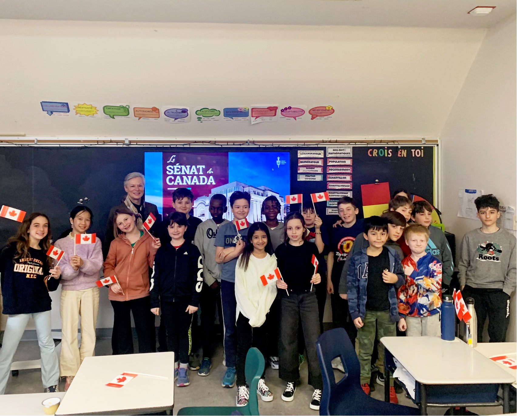 Monday, March 31, 2025 – Senator Lucie Moncion; visit with students coordinated by SENgage; École Francojeunesse, Ottawa, Ontario.