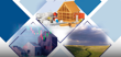 Senate of Canada branding with crest and red panel alongside images of housing construction, data, and land development.