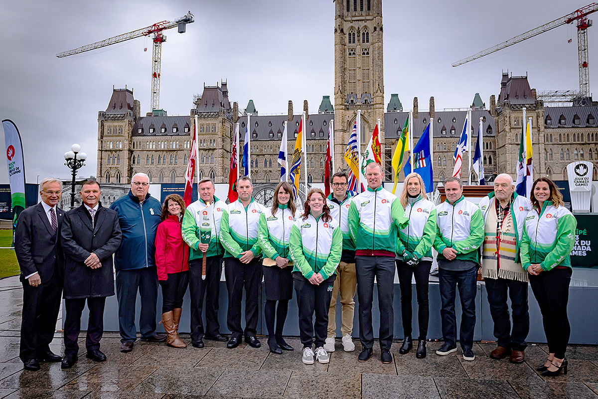 Monday, October 17, 2022 – Senator Brian Francis,second from left, attends a lighting ceremony marking the start of the Cavendish Farms Torch Relay, at the Centennial Flame on Parliament Hill. The relay seeks to connect communities and build excitement ahead of the 2023 Canada Winter Games, a multi-sport competition that will take place in Prince Edward Island from February 18 to March 5, 2023.