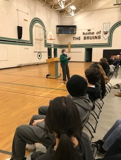 Monday, January 22, 2024 – Senator Paula Simons; school visit organized by SENgage; John D. Bracco Junior High School, Edmonton, Alberta.