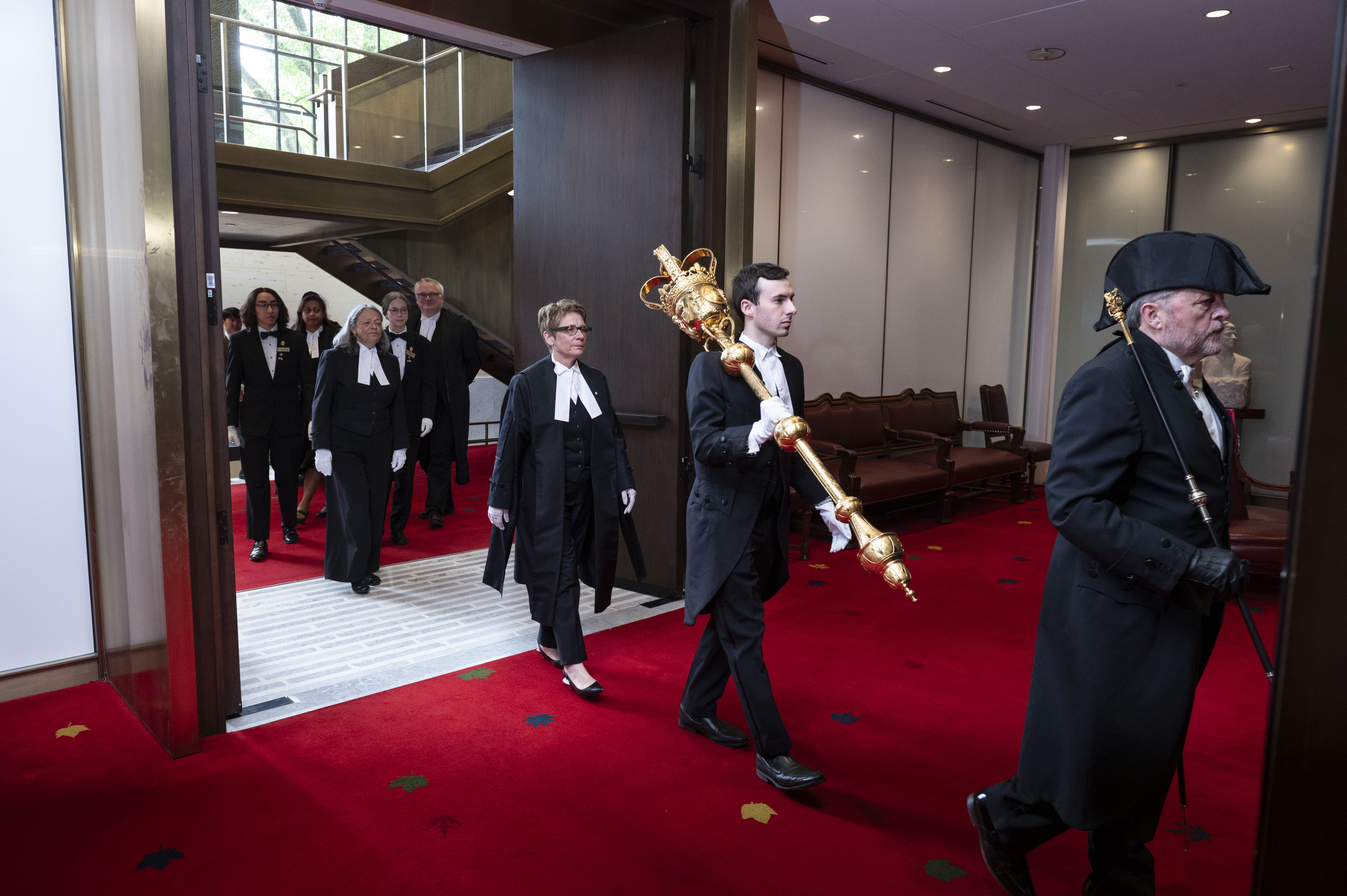 The arrival of the mace and the Speaker in the Red Chamber must take place before the Senate can begin to conduct its business.