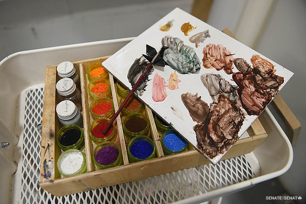 Conservators retouch chipped paint, cracks and abrasions using dry pigments mixed with a reversible acrylic-resin binder. “Everything we use is made to be easily removable if future treatments change, which they will,” Mr. Legris said.