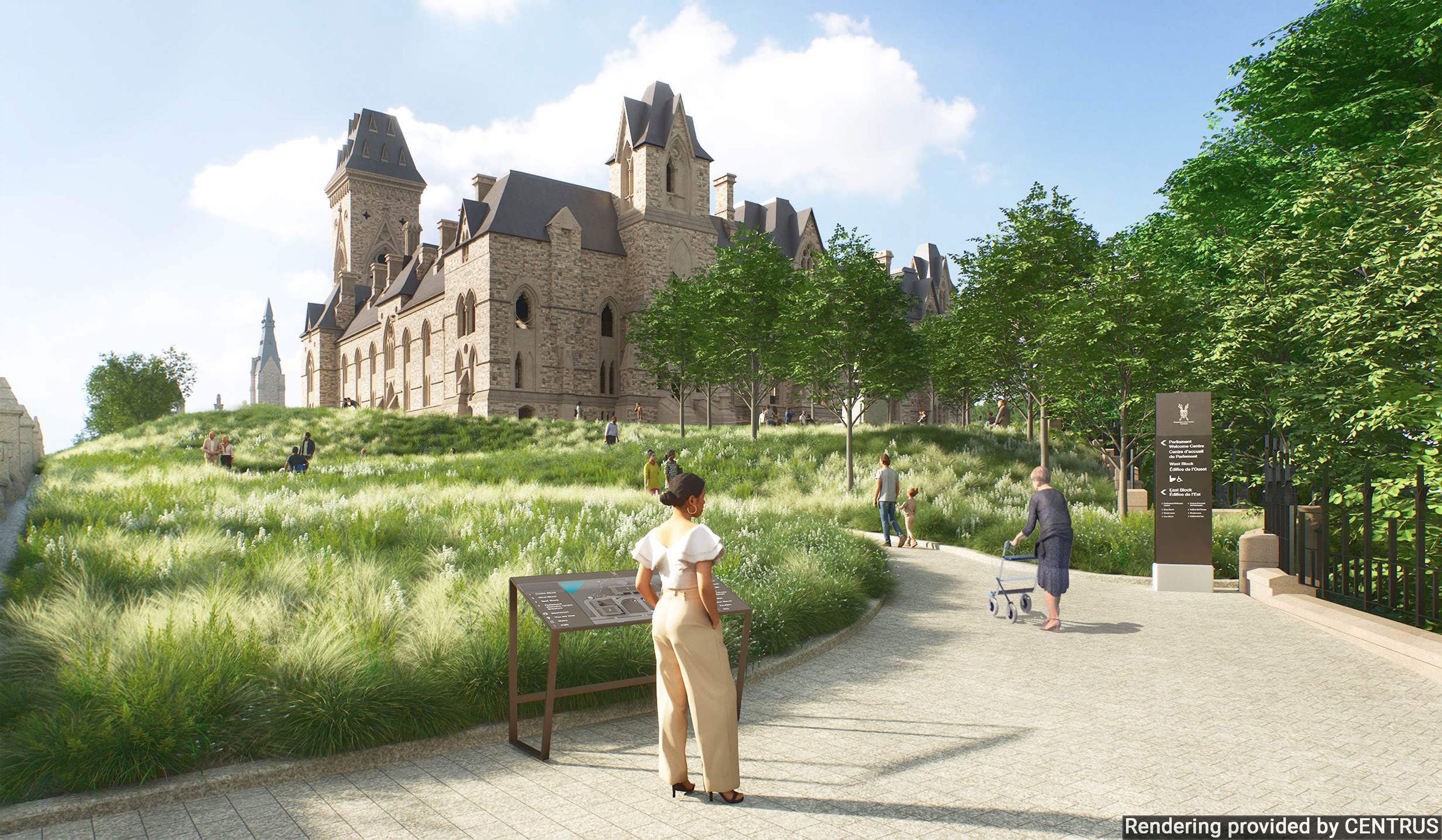 A computer rendering of the updated landscaping behind East Block on Parliament Hill.