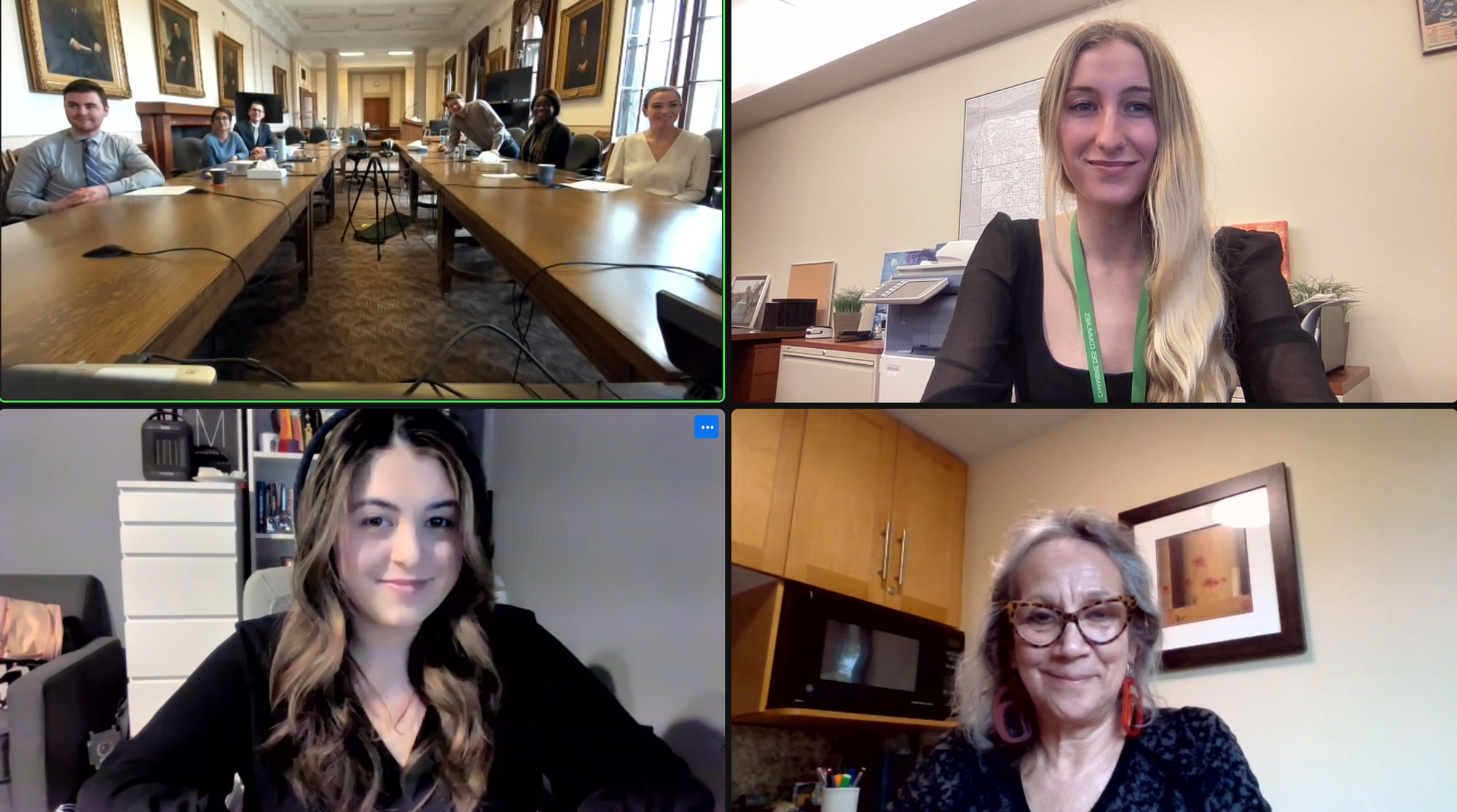 Interns with the Manitoba Legislative Assembly Internship Program speak with Senator Mary Jane McCallum during their virtual tour of the Senate of Canada to learn more about the institution and senators’ day-to-day work.