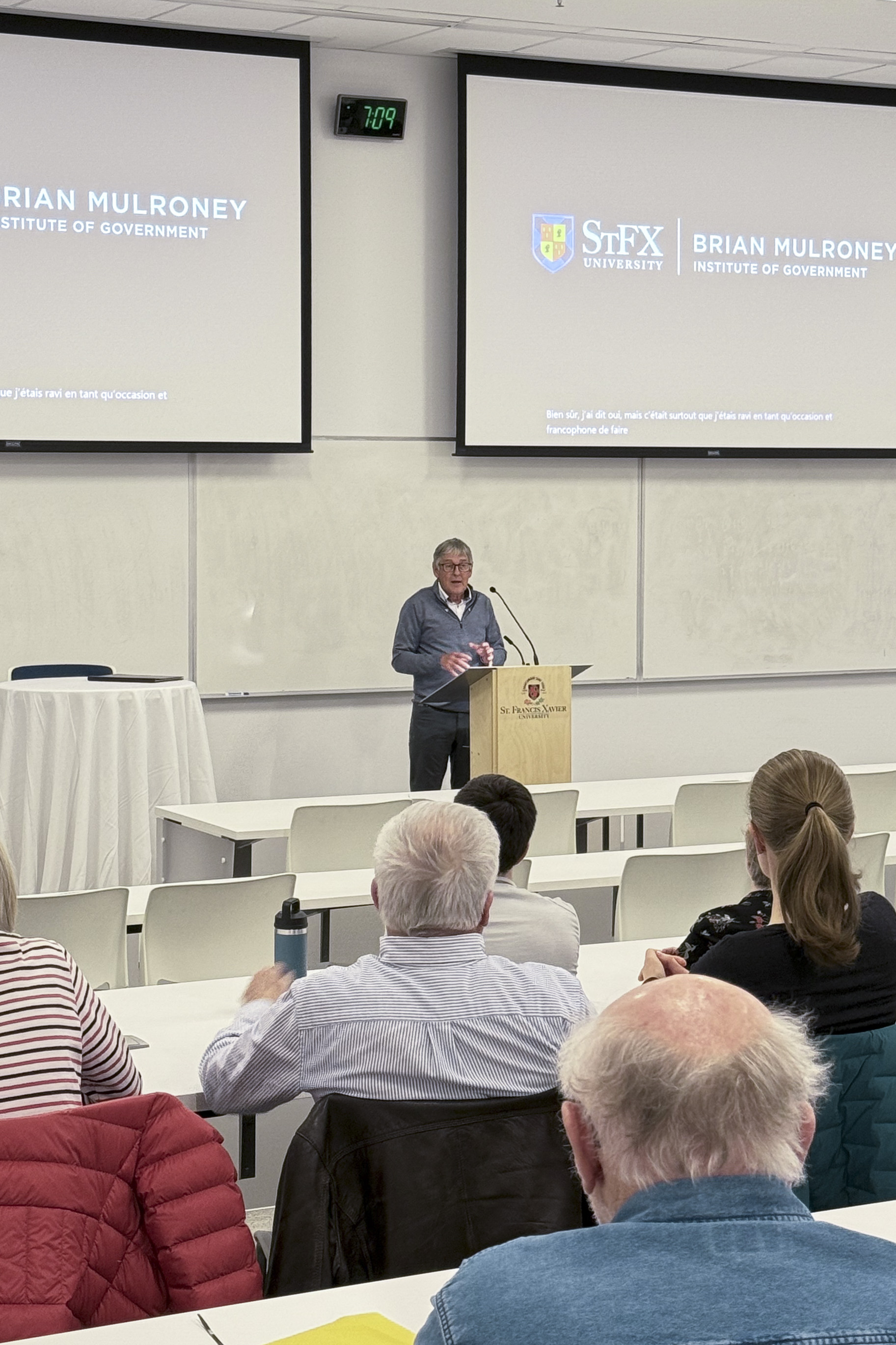 Wednesday, March 19, 2025 – Senator Réjean Aucoin; presentation at the Brian Mulroney Institute of Government; St. Francis Xavier University, Antigonish, Nova Scotia.
