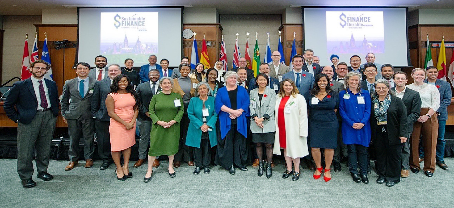 Wednesday and Thursday, November 2 and 3, 2022 – Senator Ratna Omidvar, front third from the left, participates in the Sustainable Finance Forum hosted on Parliament Hill by Member of Parliament Ryan Turnbull. The forum brought together experts from across Canada to discuss the power of social finance in scaling innovative solutions to combat Canada’s toughest challenges.