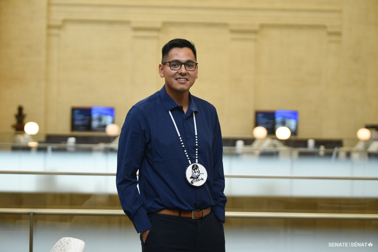 Tyrone Sock, who hails from Elsipogtog First Nation in New Brunswick, participates in the Voices of Youth Indigenous Leaders 2022 event.
