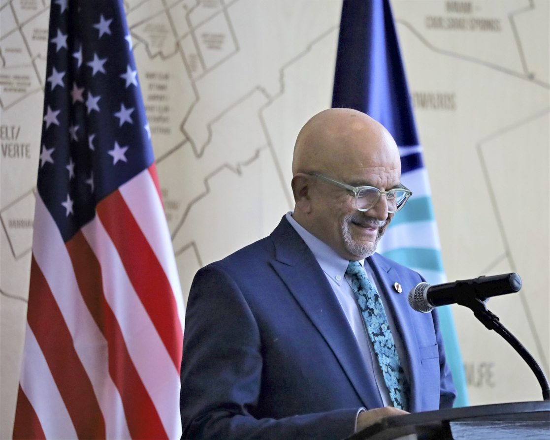 Senator Andrew Cardozo receives the 2023 DreamKeepers Citation for Outstanding Leadership award at the 18th annual Martin Luther King Day celebrations at Ottawa City Hall. The award honours an individual who has emulated and exemplified the high values that motivated the life of the late Rev. Dr. Martin Luther King, Jr.