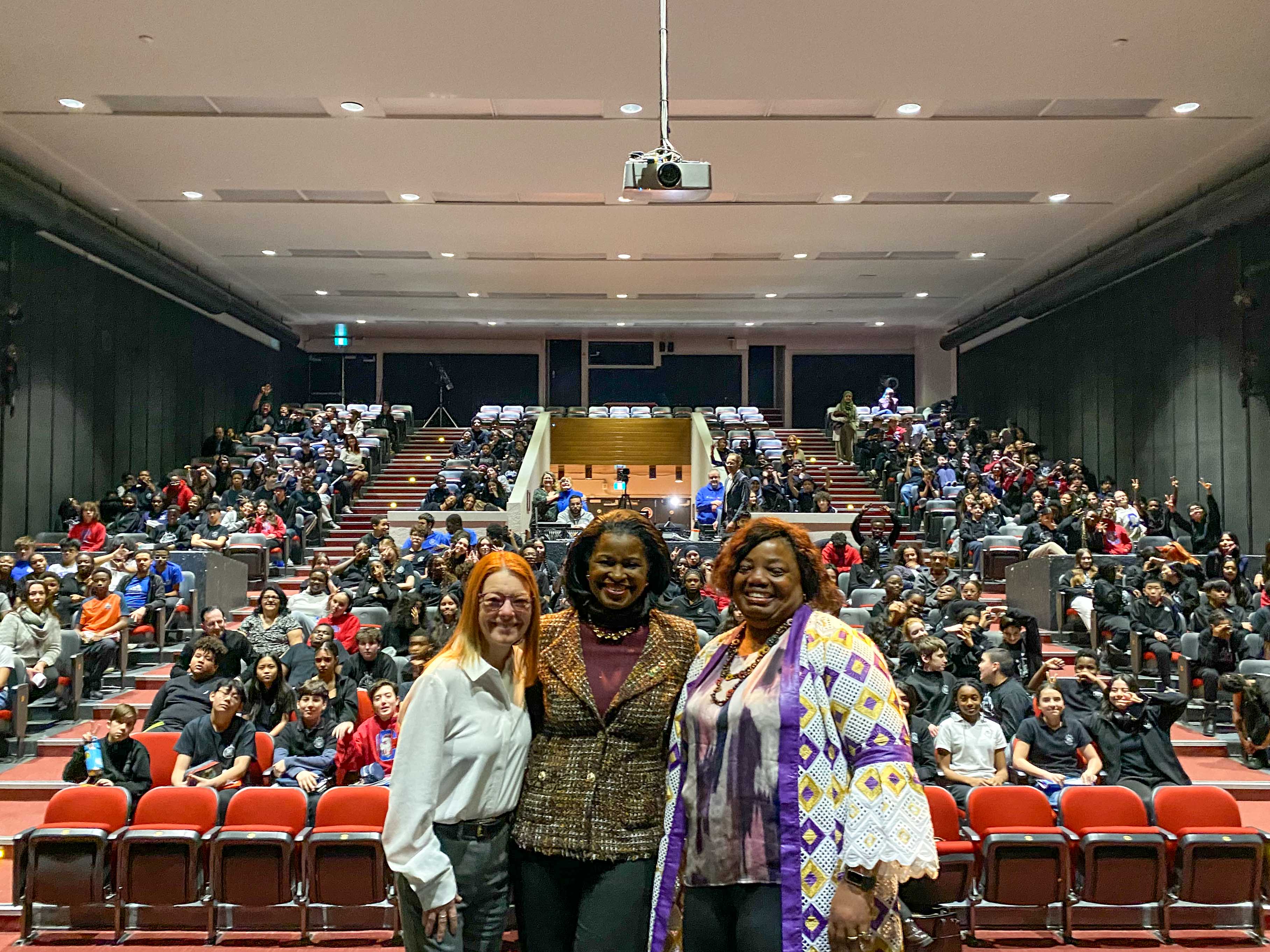 Tuesday, February 18, 2025 – Senator Amina Gerba, centre, school visit coordinated by SENgage; École Cavalier-De LaSalle, Montréal, Quebec.