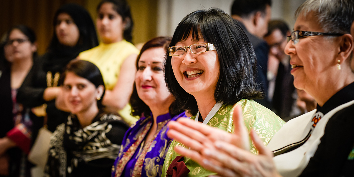 Senator Yonah Martin participates in an Asian Heritage Month event on Parliament Hill on May 3, 2016. Also pictured are Senator Salma Ataullahjan, left, and former senator Lillian Eva Dyck.
