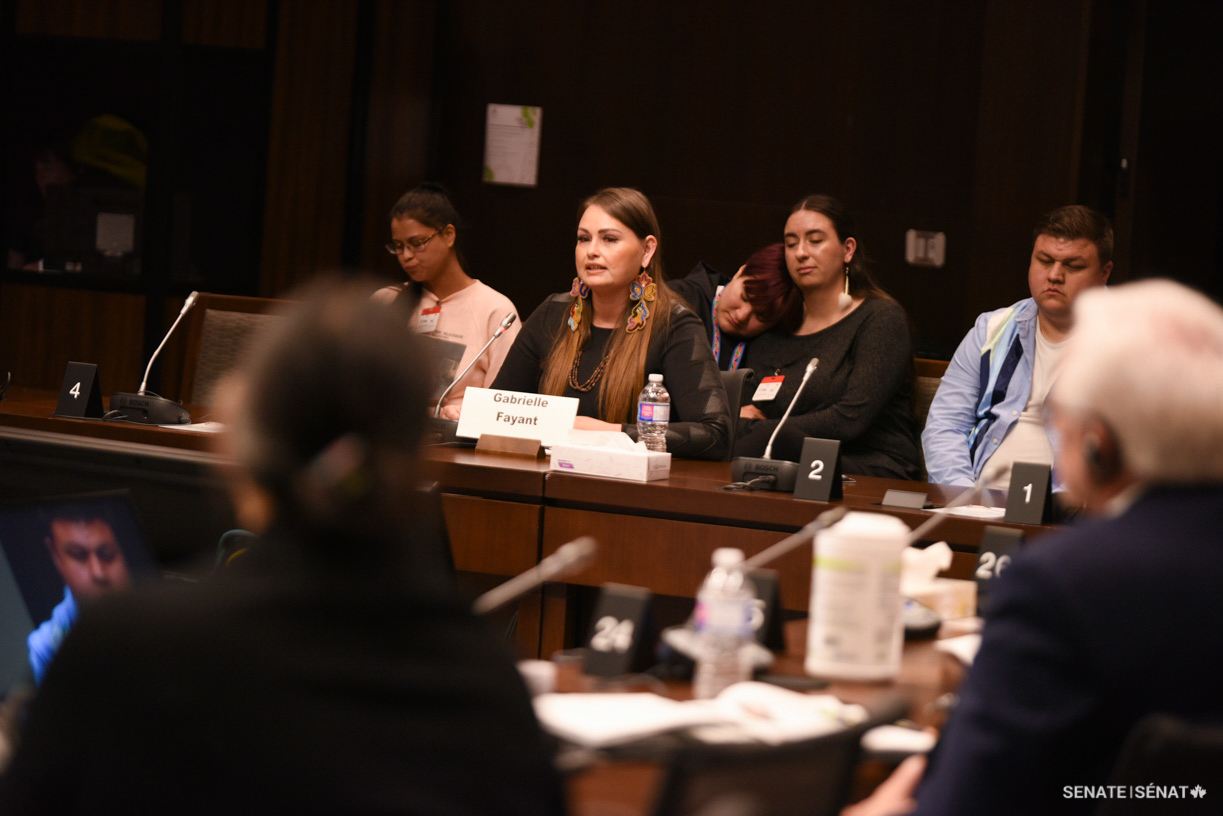 Ms. Fayant, whose family is from Fishing Lake Métis Settlement in Alberta, testifies before the Senate Committee on Indigenous Peoples on September 26, 2022.