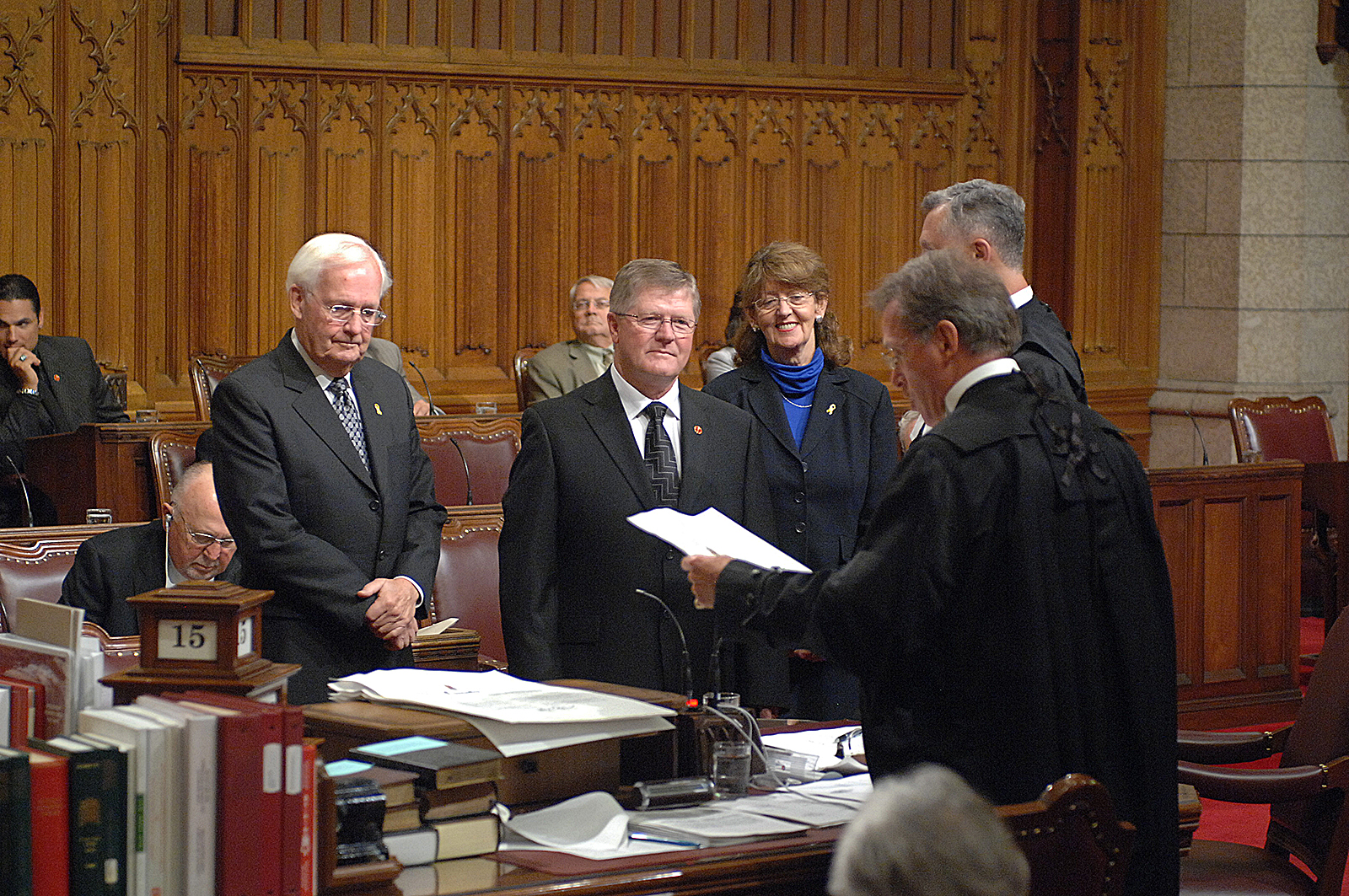 Senator Plett is sworn in to the Senate in 2009.