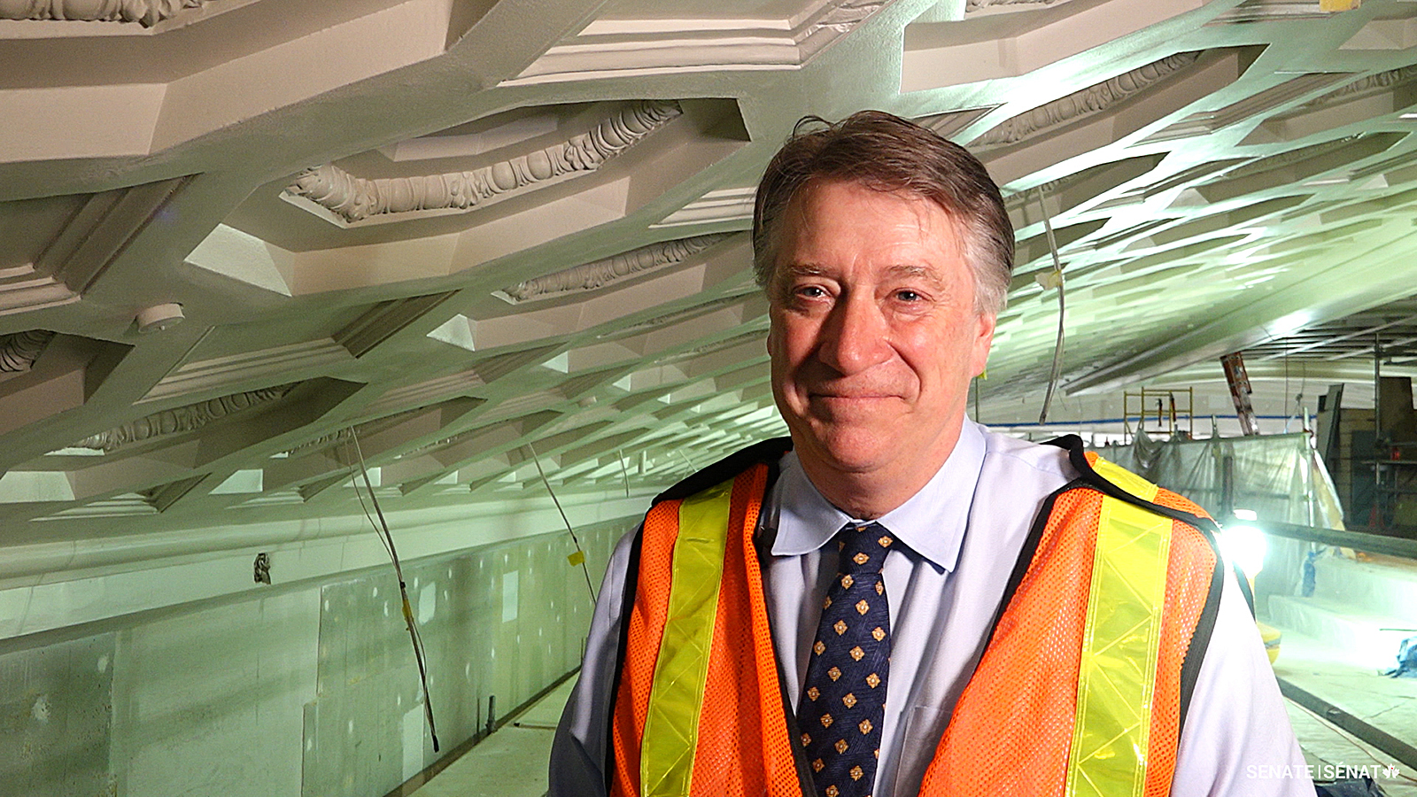 Standing on a 10-metre-high platform in Ottawa’s former train station, Senator Tannas oversaw the rehabilitation work required to transform the building into the Senate’s temporary home.