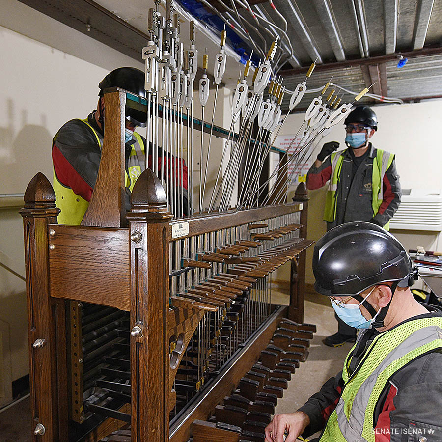 The keyboard was disassembled piece by piece and was packed and shipped to Royal Eijsbouts’ headquarters in the Netherlands where parts of the original mechanism will be replaced with stainless steel or zinc-plated hardware — durable, responsive and nearly silent.