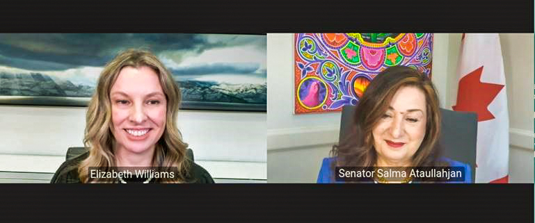 Senator Salma Ataullahjan participates in a webinar to mark International Women’s Day, hosted by Norton Rose Fulbright, alongside Elizabeth Williams, a partner at the firm and a lawyer specializing in trademarks and intellectual property. The session aimed to create storytelling opportunities and build women’s confidence and motivation by showcasing what they can achieve in their careers. The senator discussed her journey to the Upper Chamber as the first Canadian senator of Pakistani and Pashtun origin.