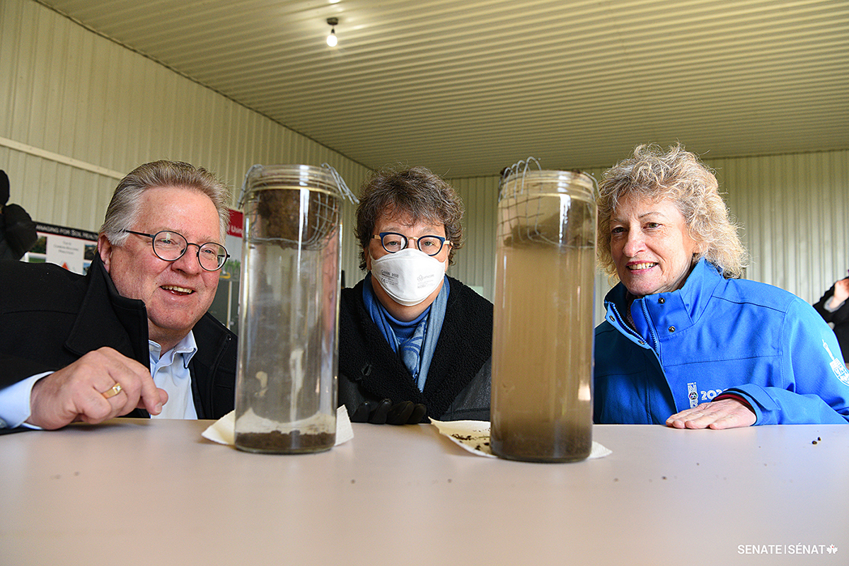 Committee members also participated in a slake test at the Soil Health Interpretive Centre. A slake test demonstrates soil stability, and whether the soil is resilient to erosion.