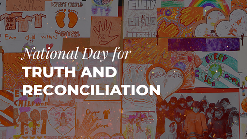 A collage of orange art representing the National Day for Truth and Reconciliation.