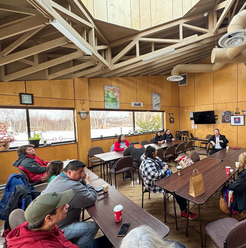 Sunday, February 2, 2025 – Senator Paul Prosper, with the Membertou Youth Network; visit coordinated by SENgage; Membertou First Nation, Nova Scotia. Photo credit: Ethan Paul, Youth Worker.