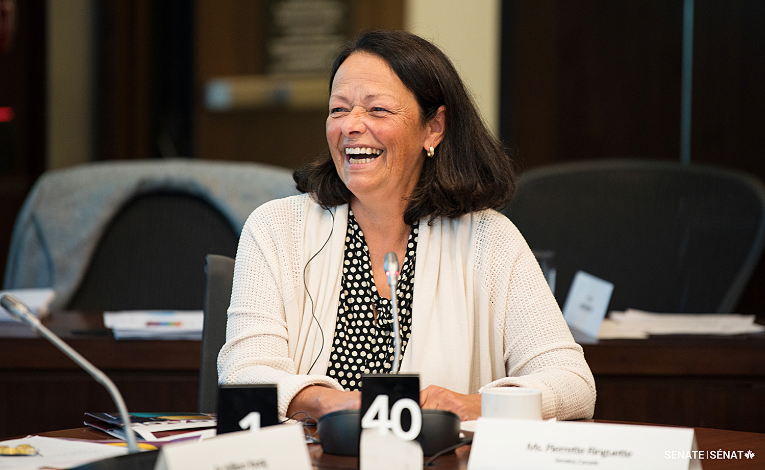 La sénateure Pierrette Ringuette participe à un groupe de discussion organisé par ParlAmericas, en 2017.