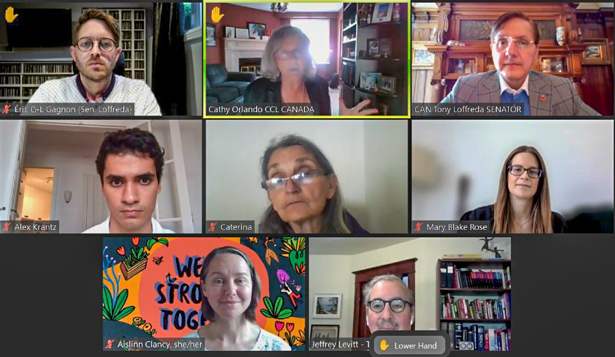 Wednesday, June 29, 2022 – Senator Tony Loffreda meets with the Citizens’ Climate Lobby to talk about Canada’s role in fighting climate change and reducing greenhouse gas emissions. The group also discussed the idea of border carbon adjustments, which the federal government is exploring as an option to meet climate targets.