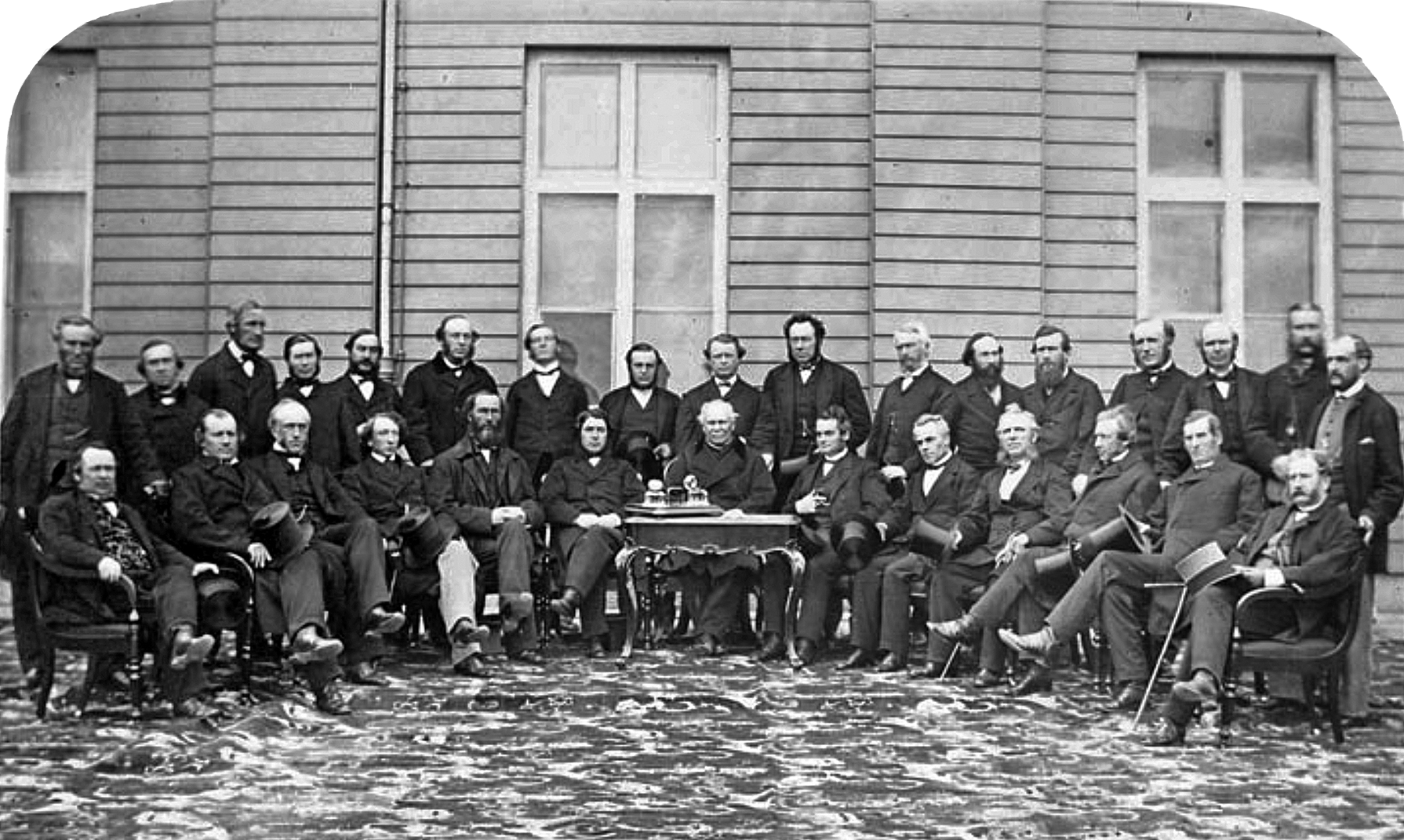 Delegates to the Quebec Conference gather for a photo at Spencer Wood, the governor general’s official residence.