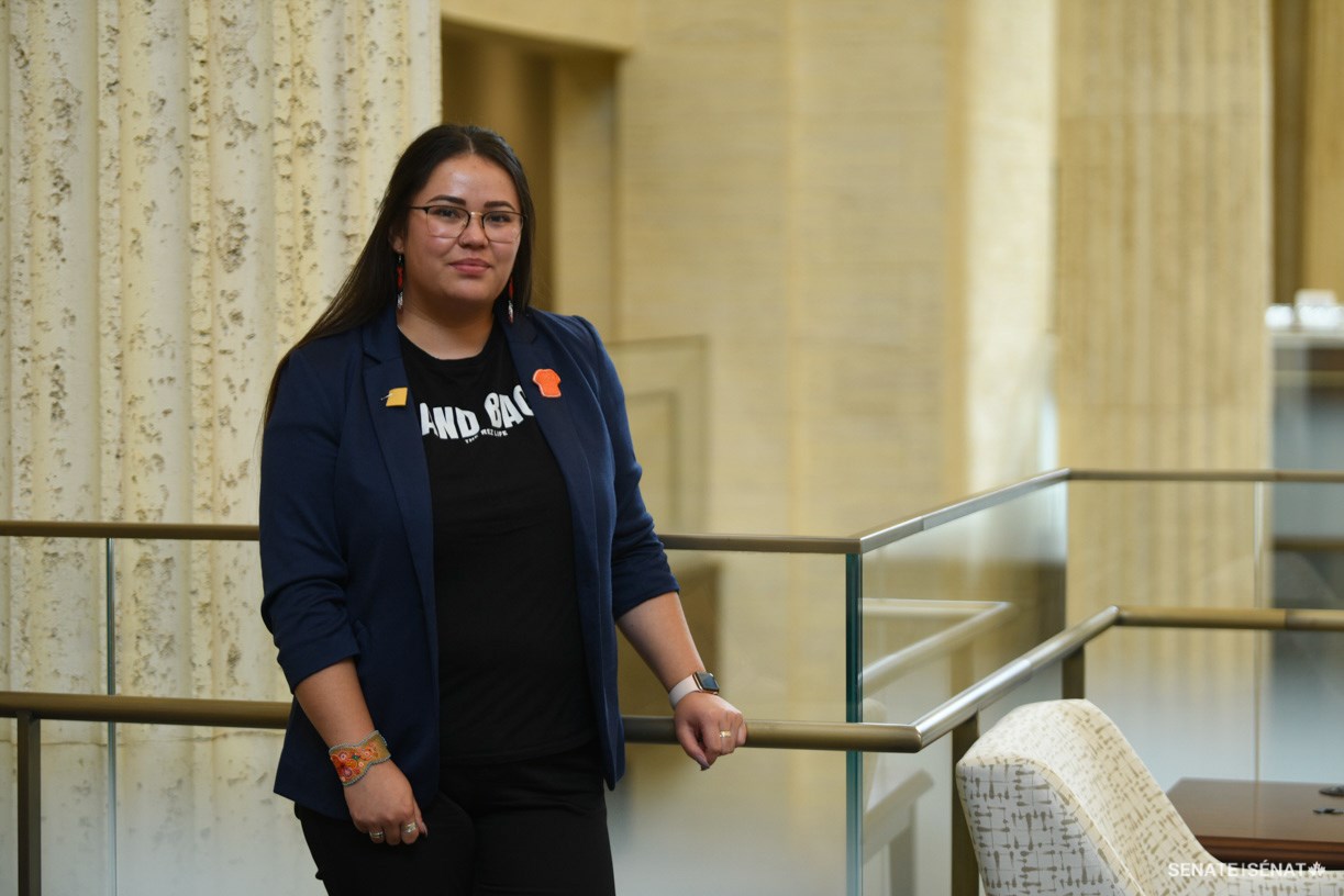 Taylor Behn-Tsakoza, a Dene woman from the Fort Nelson and Prophet River First Nations in British Columbia participates in the Voices of Youth Indigenous Leaders 2022 event.