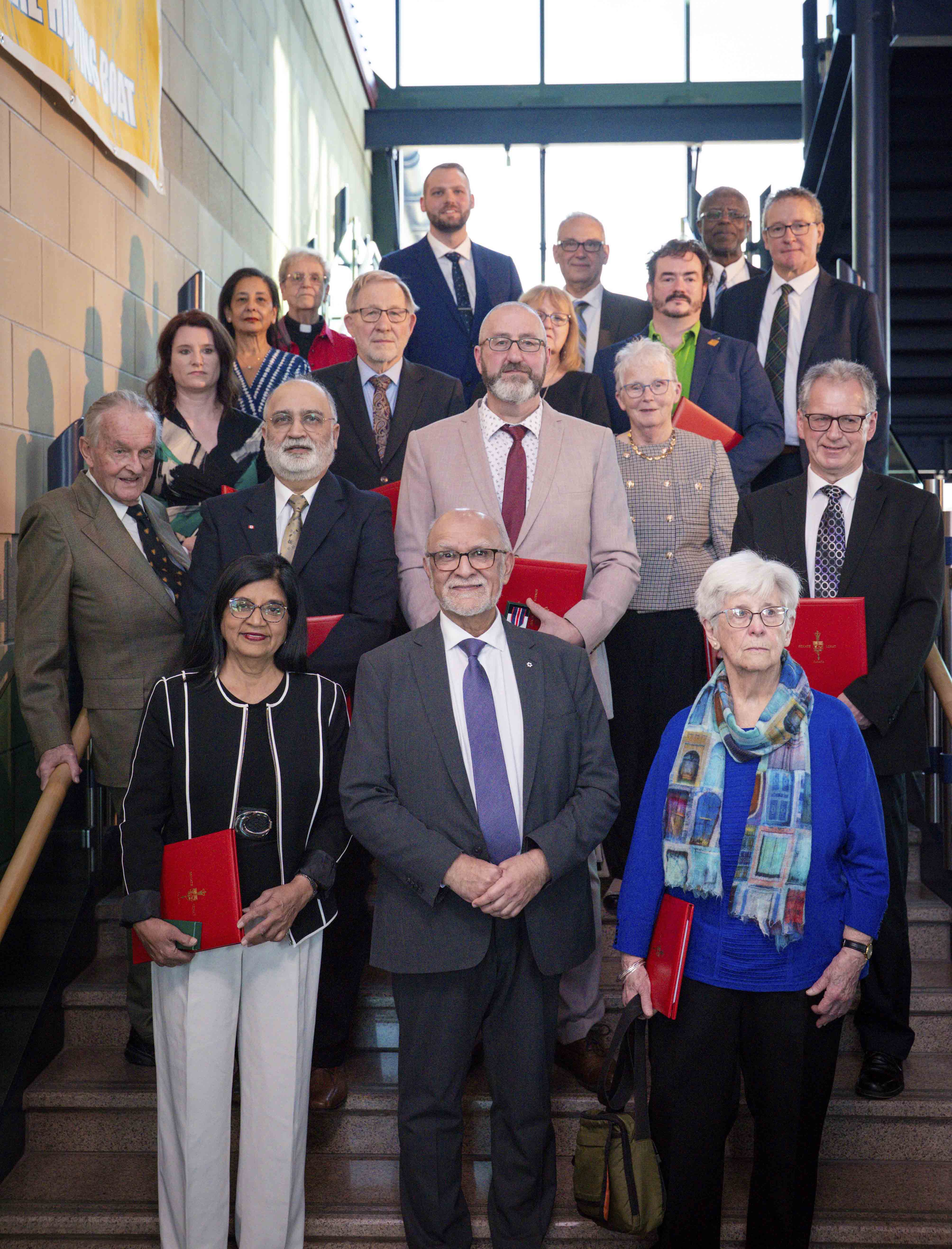 Friday, March 21, 2025 – Senator Mohamed-Iqbal Ravalia, front row, centre; King Charles III Coronation Medal ceremony, St. John’s, Newfoundland and Labrador. Photo credit: Nithin Mohan, ShutterEssence