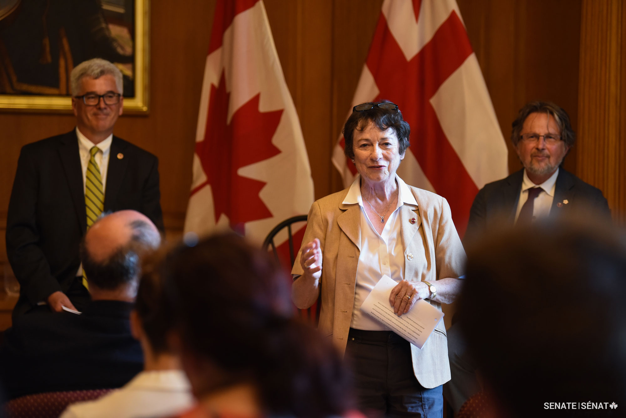 Senators Colin Deacon, Diane Griffin and Stan Kutcher hosted a seminar at Halifax’s Dalhousie University on how to increase the economic value of agriculture on July 16, 2019