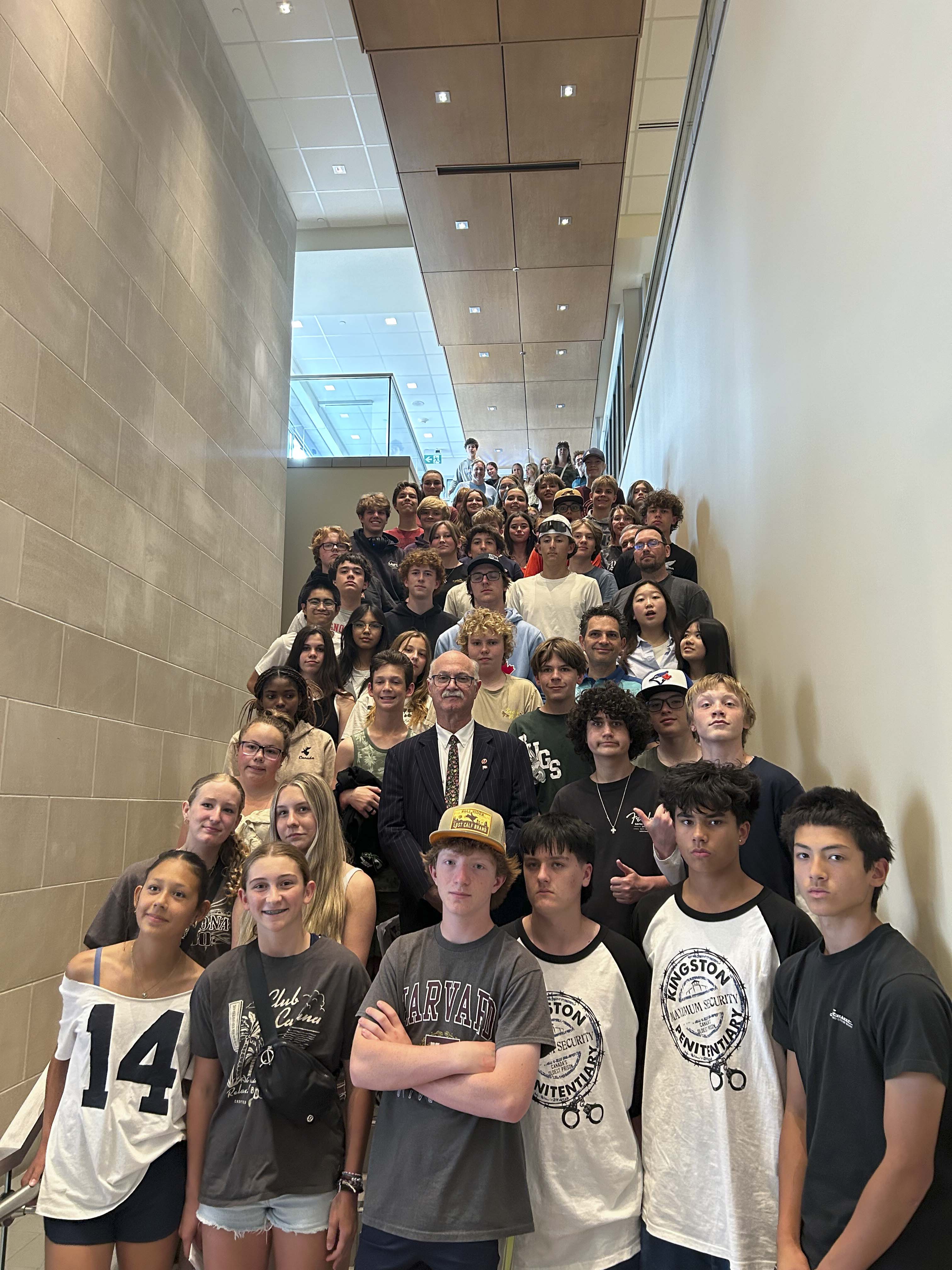 Tuesday, June 3, 2025 – Senator Daryl S. Fridhandler with students; visit coordinated by SENgage; Parliament Hill, Ottawa, Ontario.