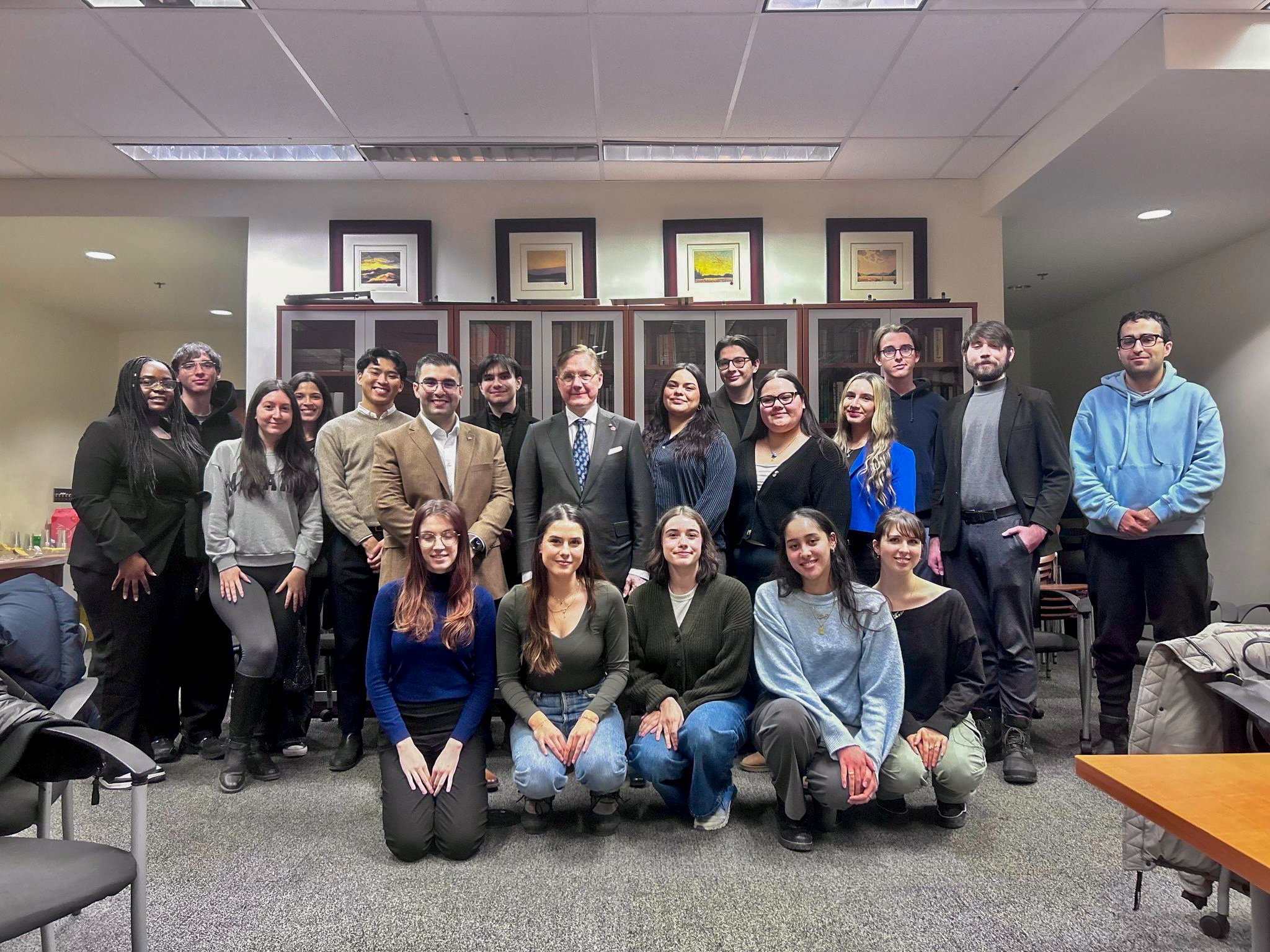 Thursday, February 20, 2025 – Senator Tony Loffreda, second row, centre, with students from the Political Science Student Association; visit organized by SENgage; Concordia University, Montréal, Quebec.