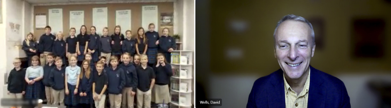 Le lundi 1er décembre 2025 – Le sénateur David Wells; événement virtuel organisé par S’ENgage, avec des élèves de l’École catholique Timothy, Chilliwack, Colombie-Britannique.
