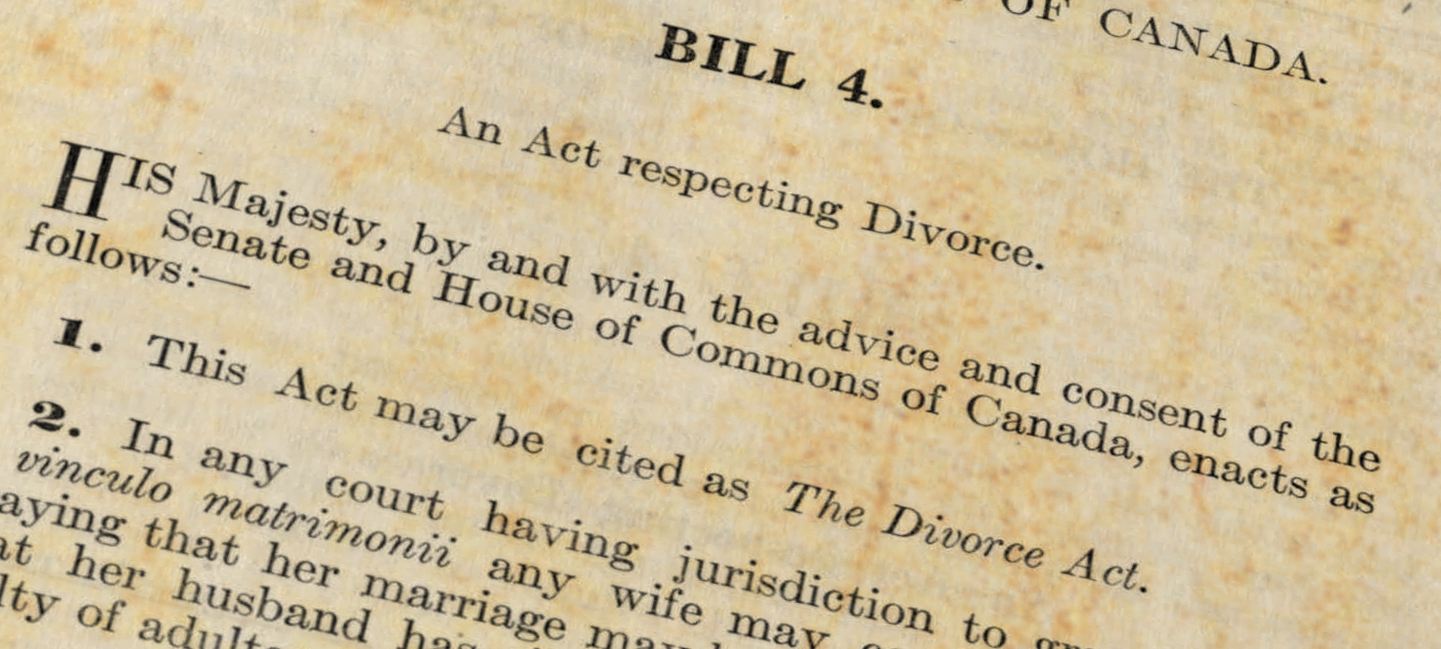 A closeup on the opening lines of the 1925 Divorce Act.