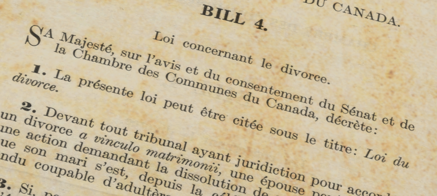 Plan rapproché des premières lignes de la Loi sur le divorce de 1925.